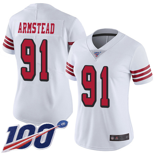 San Francisco 49ers Limited White Women Arik Armstead NFL Jersey 91 100th Season Vapor Untouchable Rush